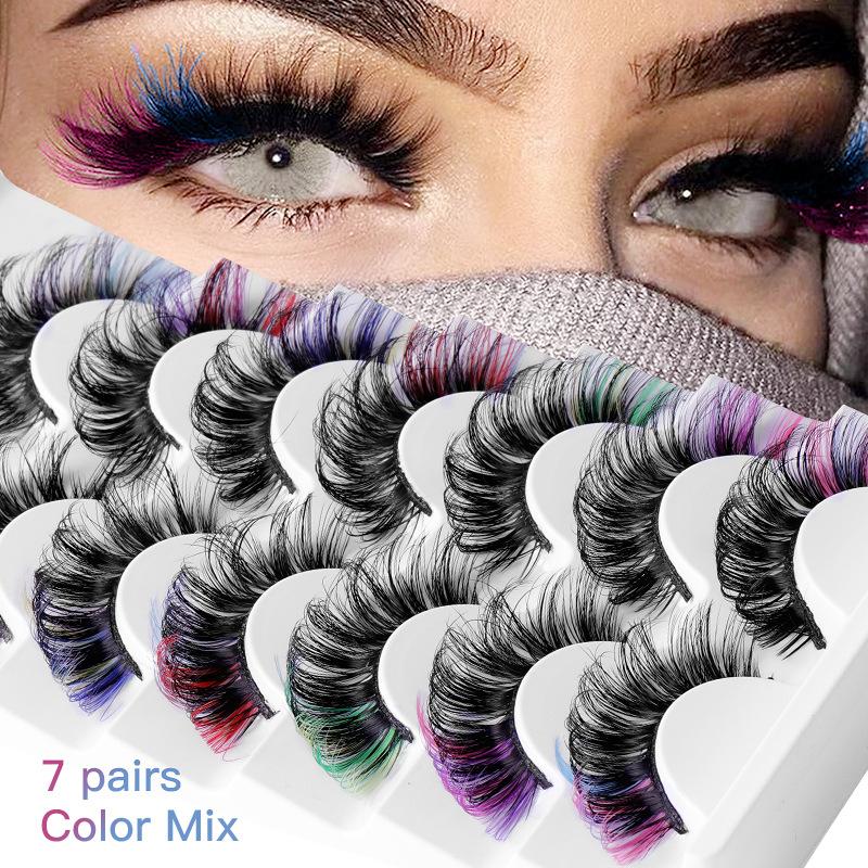 Eyelash Extension Cluster - 7 Çift Renkli Takma Kirpik 3D