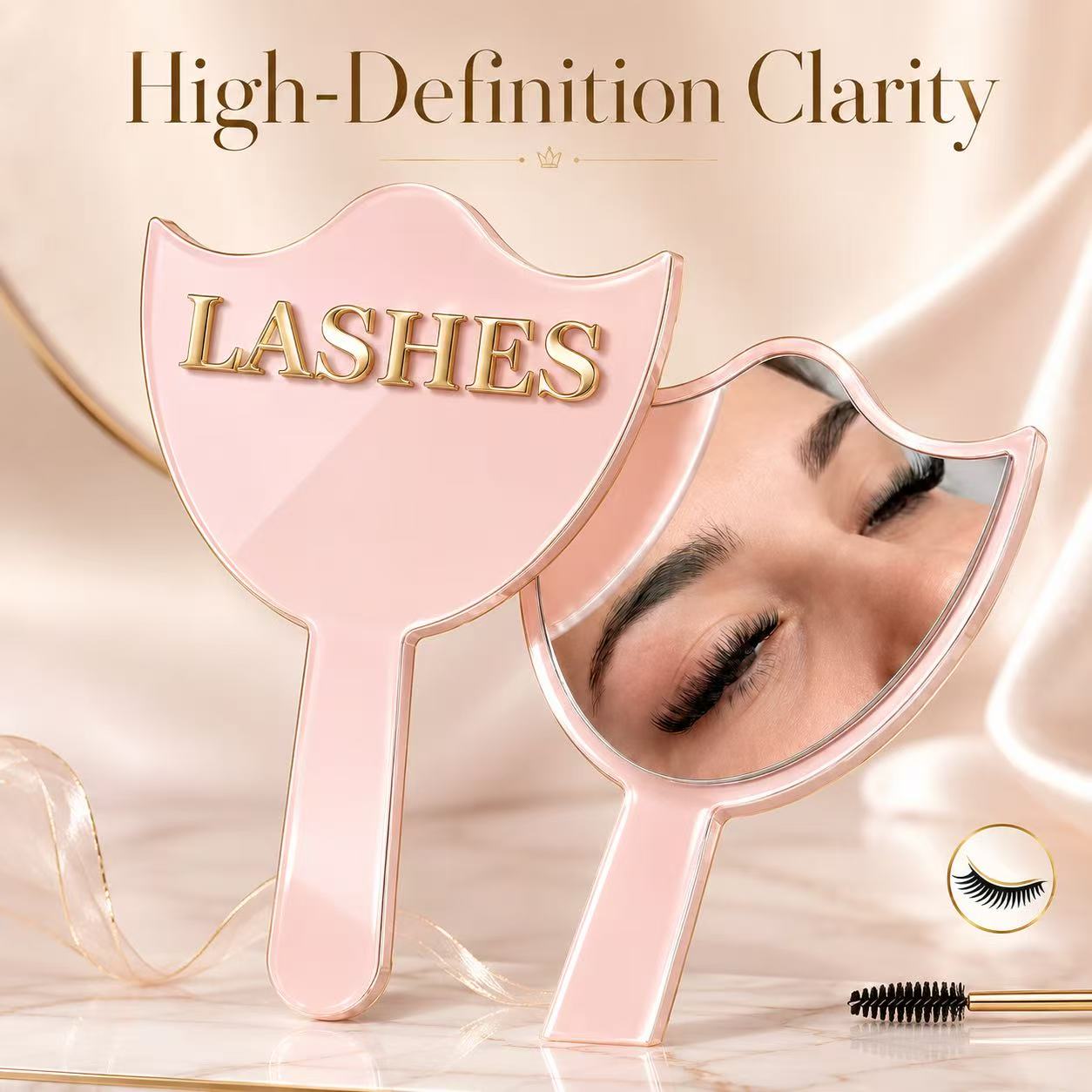 Eyelash Extension Model - HD Camlı Kirpik Uzatma Aynası Saplı,